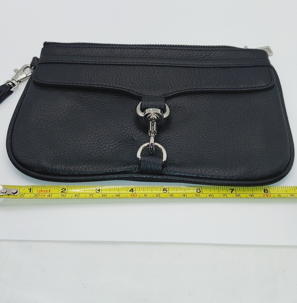 Rebecca Minkoff Black Pebbled Leather Wristlet Clutch - Picture 7 of 8